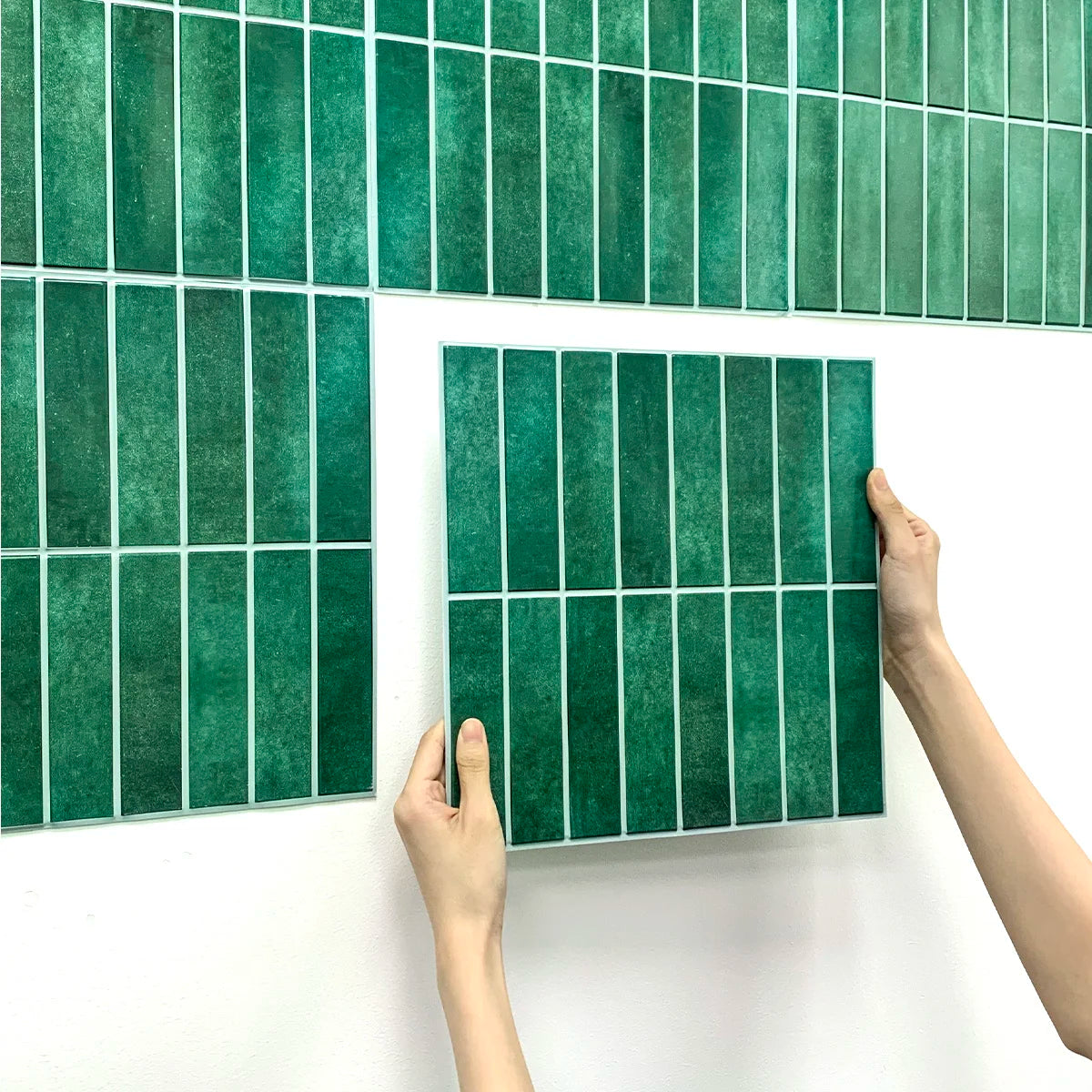 panneau mural autocollant moderne vert texture 3d imperméable résistant humidité antimoisissure isolation thermique étudié