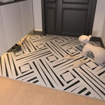 tapis d'entrée extérieur pvc noir blanc motif géométrique moderne antidérapant couloir porte
