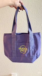 sac main réutilisable toile orange violet noir vert moderne poignées détachables étiquette logo sac