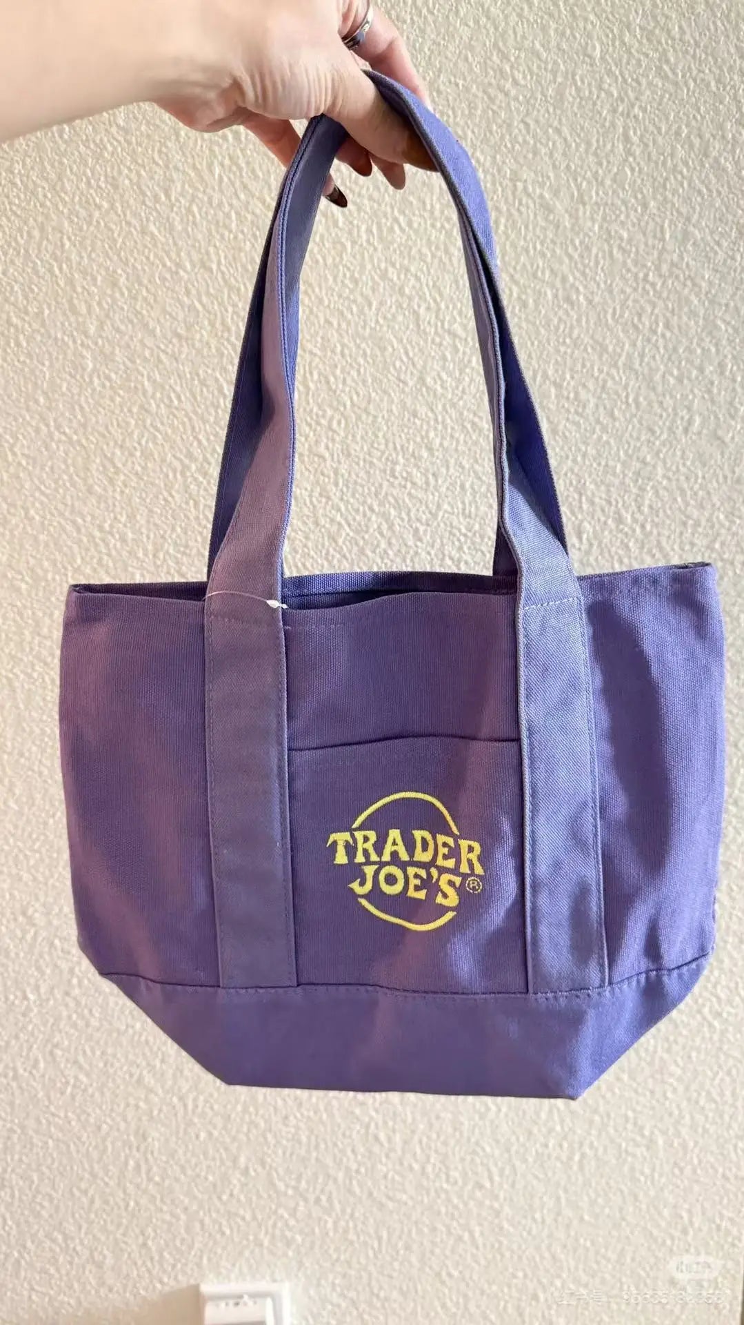 sac main réutilisable toile orange violet noir vert moderne poignées détachables étiquette logo sac