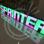 lettres lumineuses 3d bleu vert rose blanc gradient clips frontlight business sign acrylic led