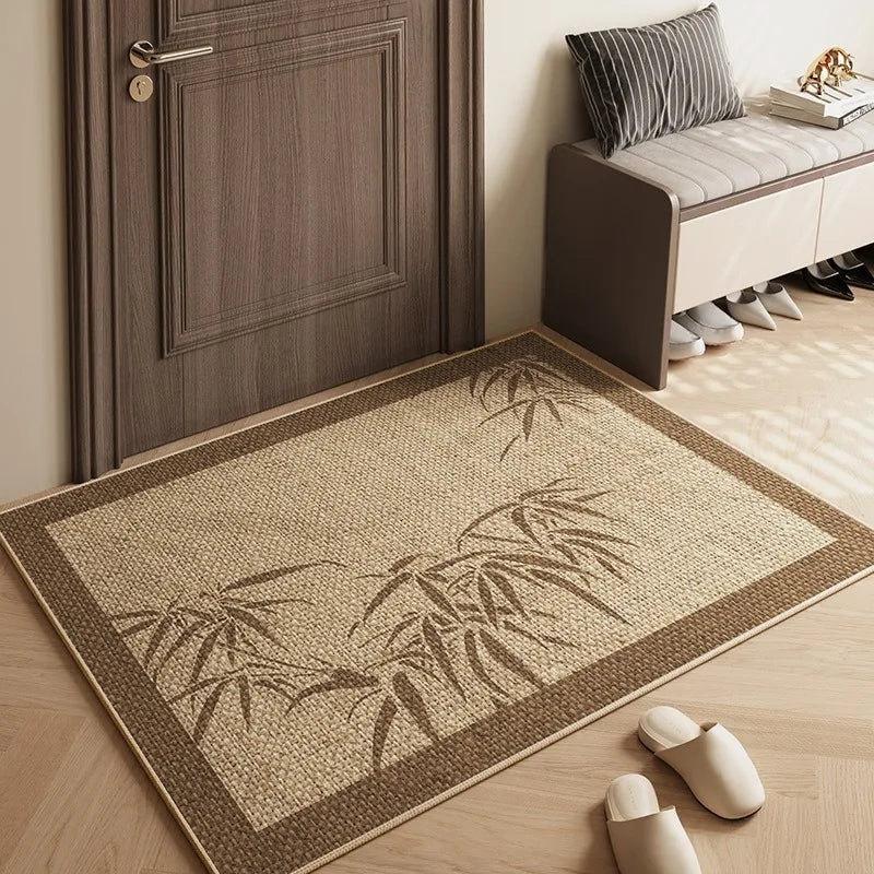 tapis d'entrée intérieur moderne noir beige motif géométrique damier antidérapant polyester 30x50 cm