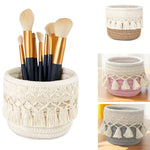 paniers rangement boho macramé franges brosses pinceaux cosmétiques toile réutilisable