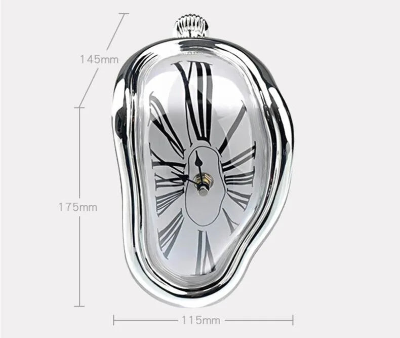 horloge décorative métallique déformée chiffres romains surréaliste chambre salon