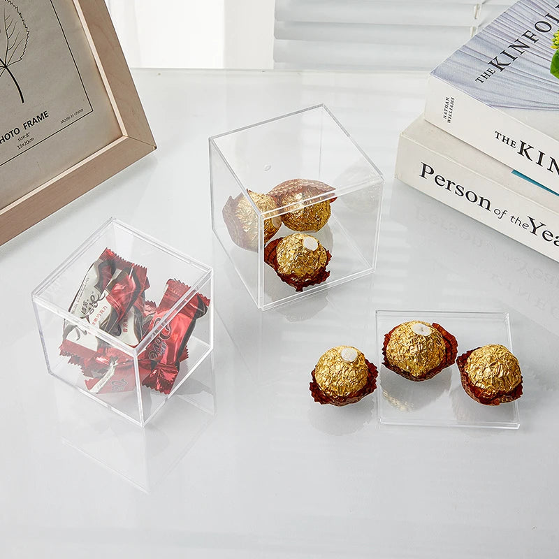 boîtes bijoux transparentes modernes boîtes rangement acrylique conteneurs stockage sans motif sacs bonbons