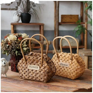 Panier en osier décoratif pour fleurs - Cache pot en bambou naturel pour intérieur - Ombre Interieur