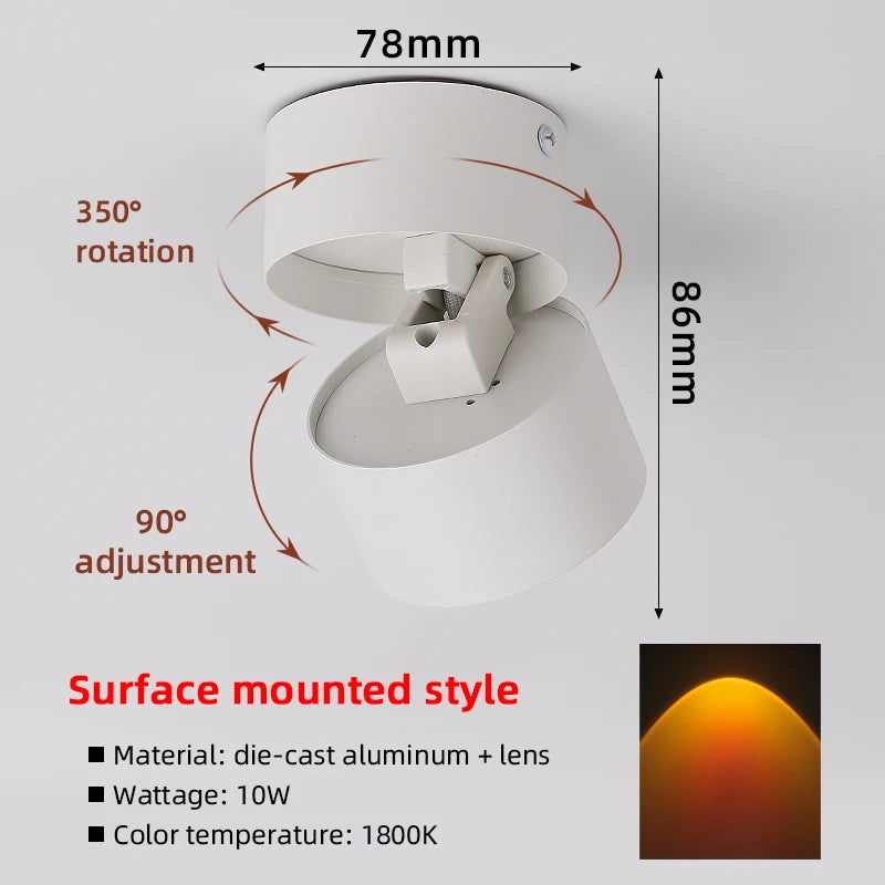 projecteur blanc moderne surface encastré led lumineux chambre salon couloir