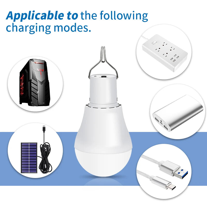 ampoule led solaire blanc moderne étanche portable haute luminosité crochet câble panneau solaire