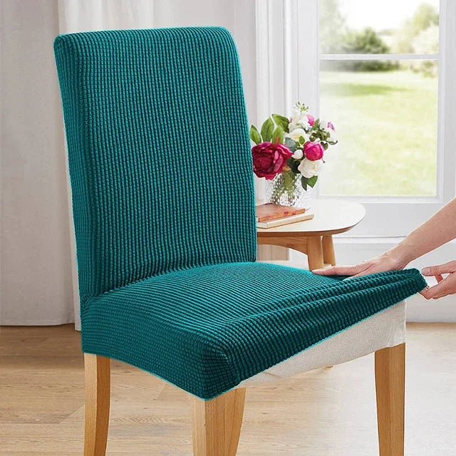 housse chaise marron foncé jacquard moderne élasthanne polyester extensible maison salon mariage