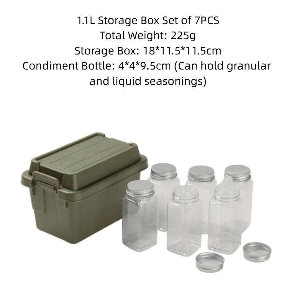 boîtes rangement camping beige vert noir pots conservation couvercle poignées durable respectueux environnement pratique