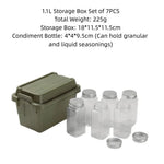 boîtes rangement camping beige vert noir pots conservation couvercle poignées durable respectueux environnement pratique