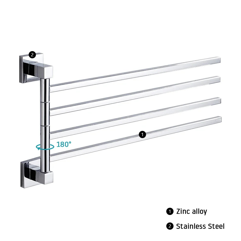 porte serviettes mural chrome acier inoxydable moderne barres rotatives fixations vis