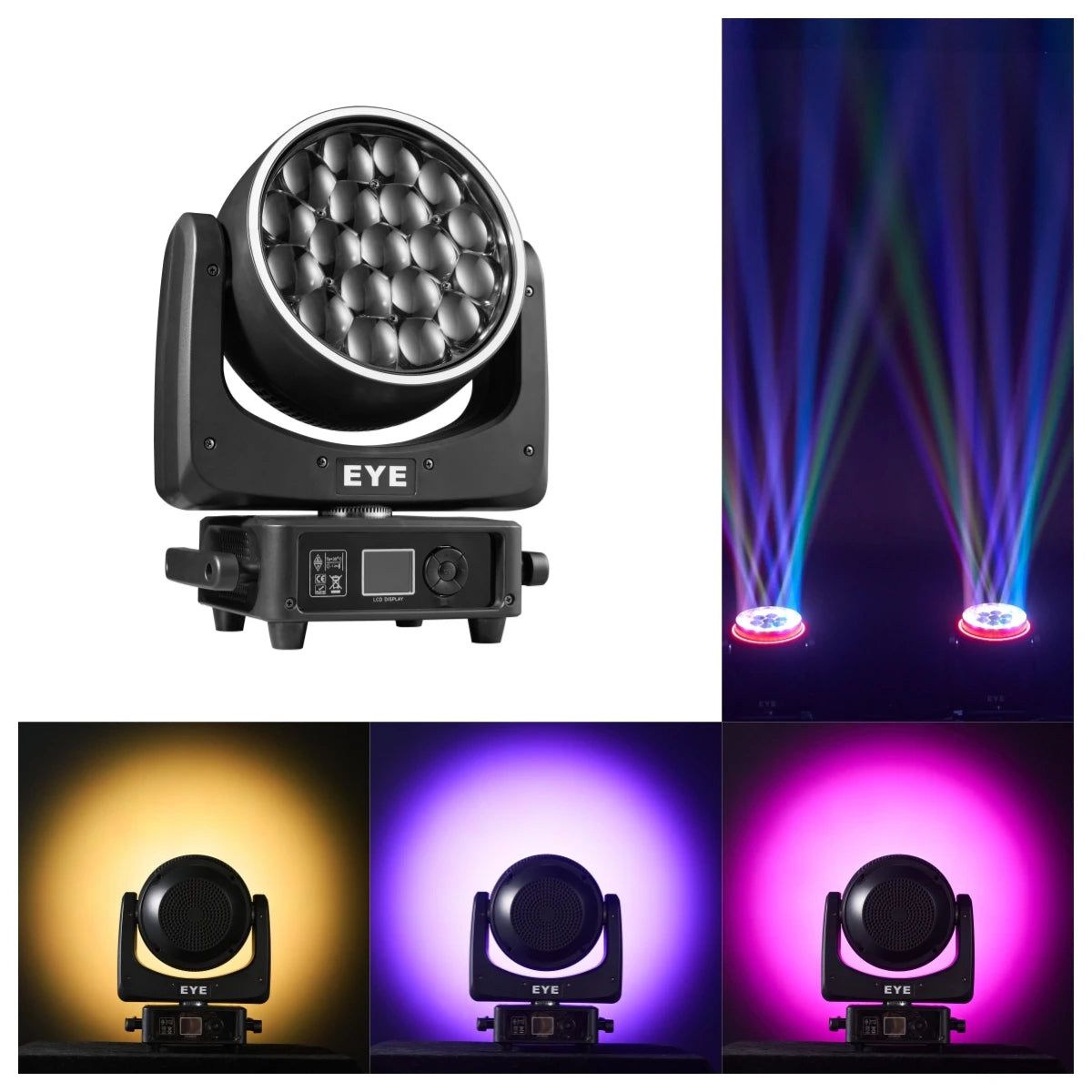 projecteur led noir effet lumière scène zoom dj professionnel disco stroboscope dmx channels