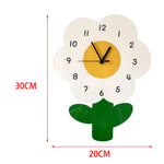 horloge murale fleur nature morte blanc jaune verte deco enfantine minimaliste chambre salon