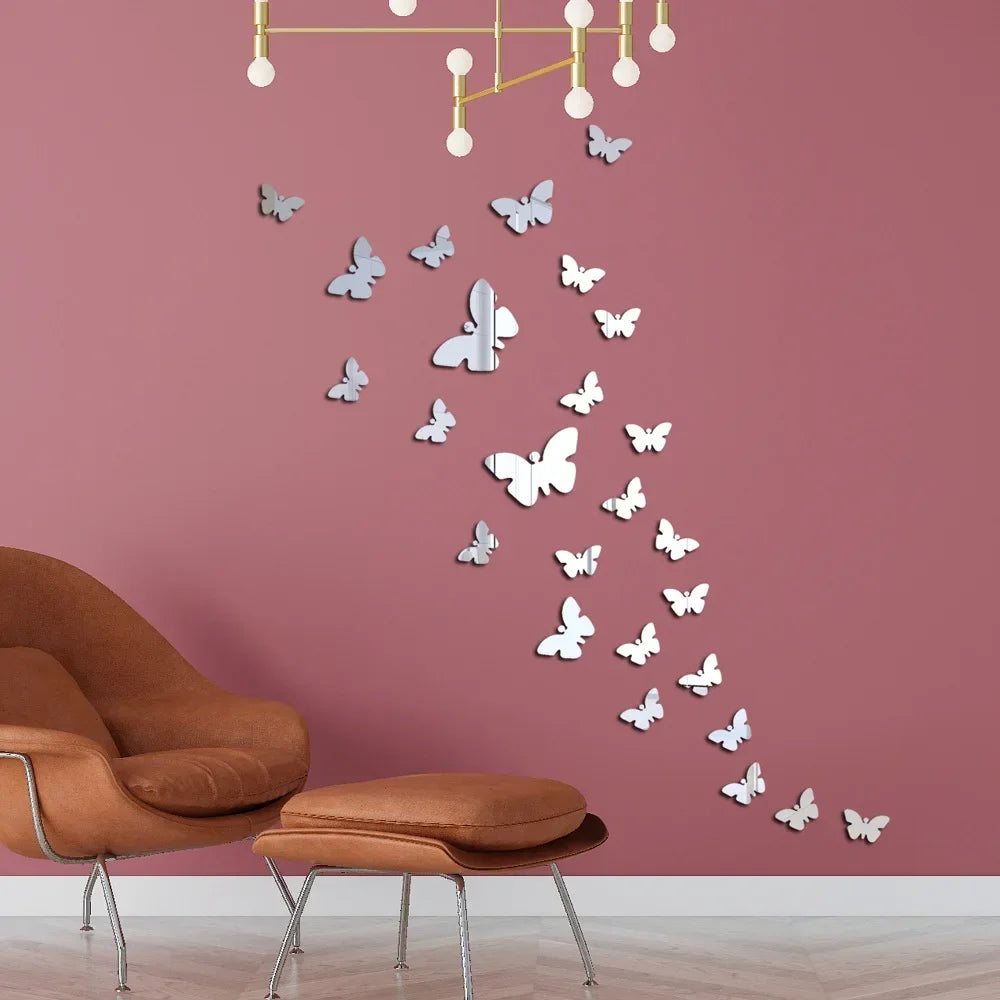 stickers papillons décoratifs adhésifs moderne blanc rouge noir bleu chambre salon