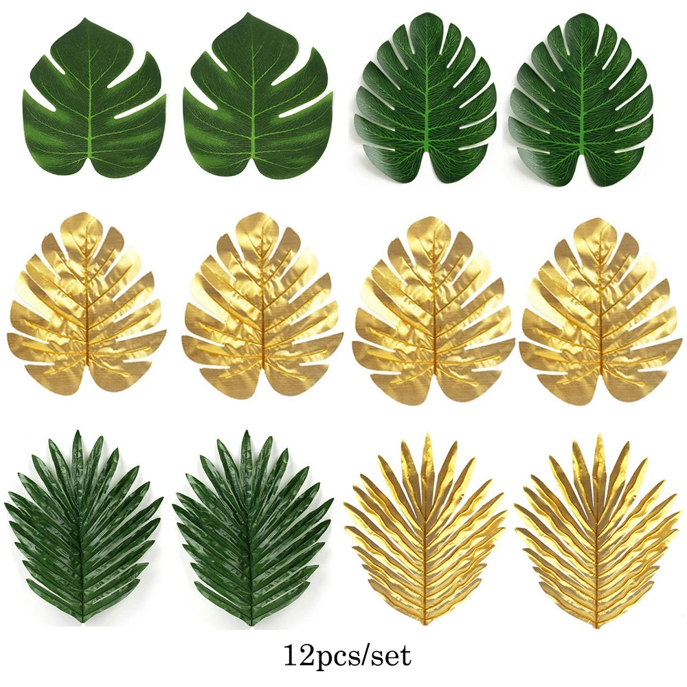 feuilles artificielles tropicales vertes décoration extérieure naturelle mariage anniversaire fête hawaïenne luau