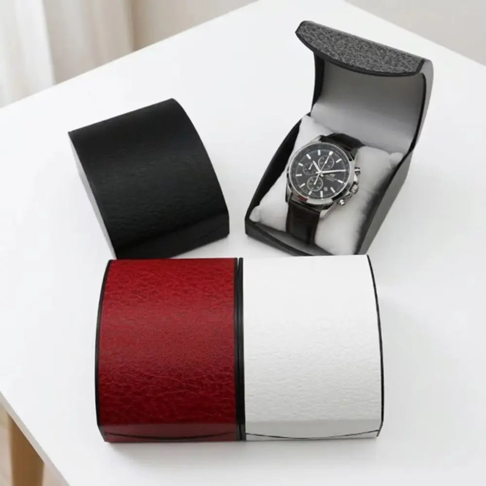 boîte montres simili cuir noir blanc rouge bleu moderne organisation rangement antipoussière usure
