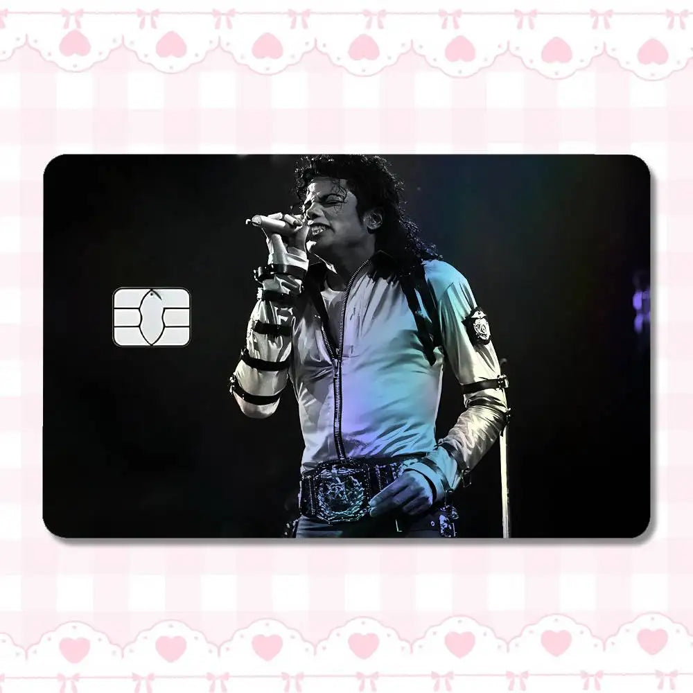 carte crédit personnalisée adhésif noir blanc michael jackson poses fond noir moderne minimaliste