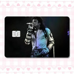 carte crédit personnalisée adhésif noir blanc michael jackson poses fond noir moderne minimaliste