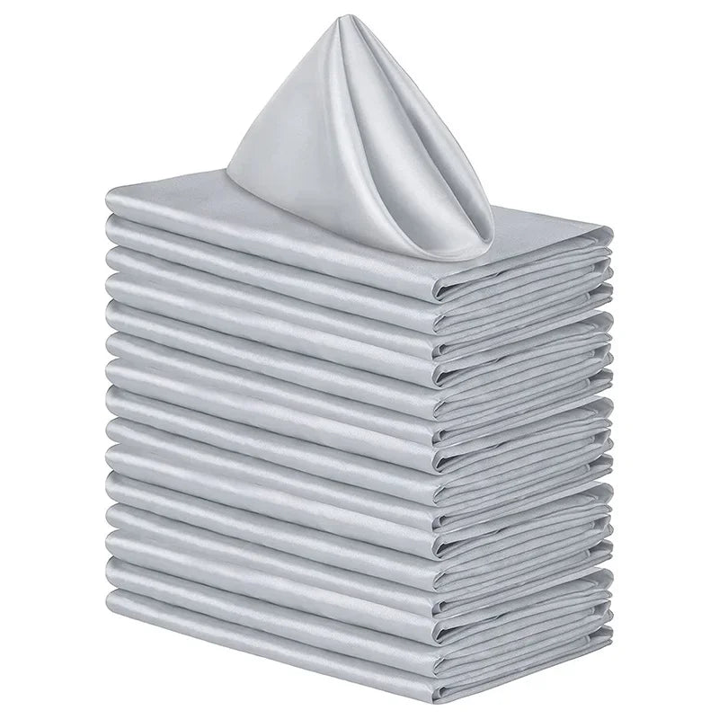 serviettes table satin vert classique réutilisables mariage fêtes maison restaurant uni opaques