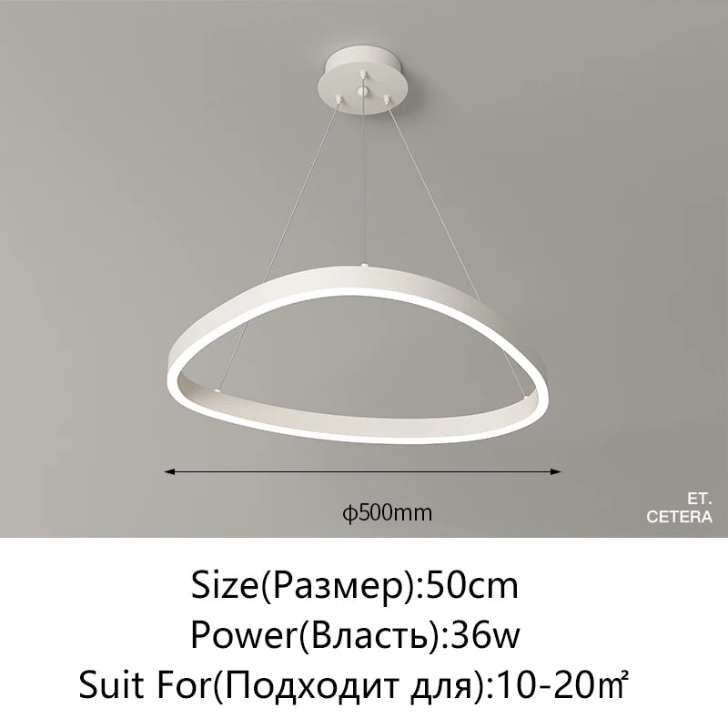 suspension lumineuse moderne anneaux noir blanc luminaire salon chambre étude minimaliste