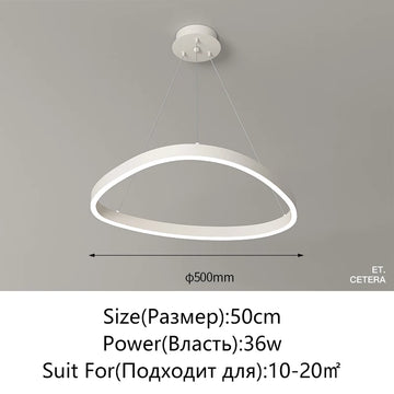 suspension lumineuse moderne anneaux noir blanc luminaire salon chambre étude minimaliste