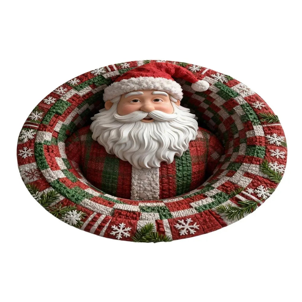 tapis sol rouge vert blanc noël rayures flocons guirlandes cadeaux 60cm antidérapant