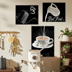 affiches murales autocollantes moderne illustration but first coffee tasse cuillère cœur minimaliste