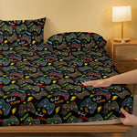 drap housse polyester motif dessin animé manettes joueur étoiles lightning moderne noir jaune bleu