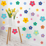 stickers muraux fleurs colorées deco enfant floral vintage pop adhésifs multiples surfaces pvc