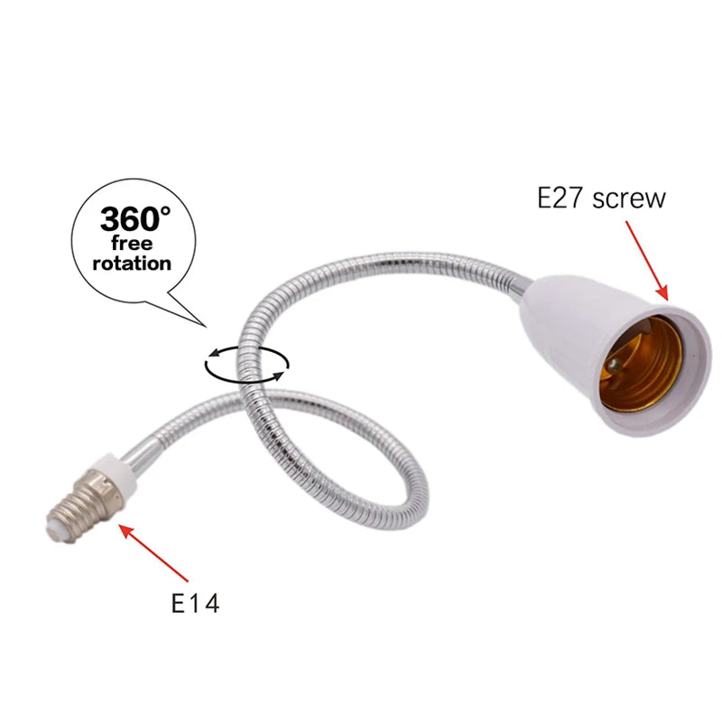 adaptateur lampe e14 e27 blanc doré élastique métallique moderne câble flexible