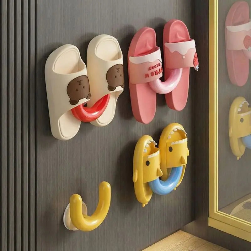 porte slipper adhésif moderne ours chien blanc rose jaune salle bain entrée