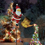 décoration noël père noël arrosoir lumineux rouge blanc doré festive extérieure jardin métal fixe