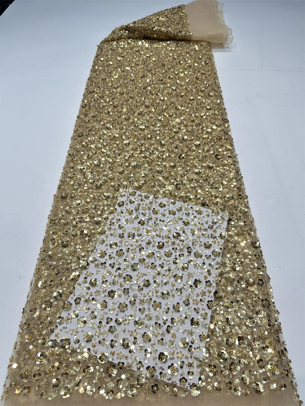 tissu décoratif blanc paillettes fleurs élégant festif polyester coton imperméable occasion mariage haute qualité