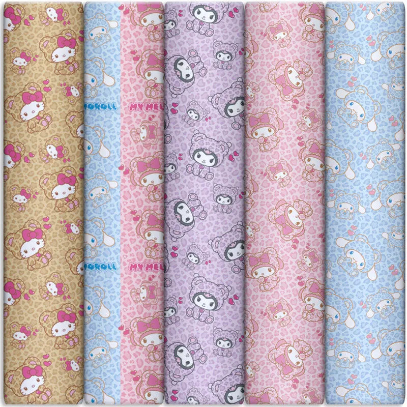 tissu imprimé my melody coeurs léopard coton polyester beige rose bleu violet cartoon