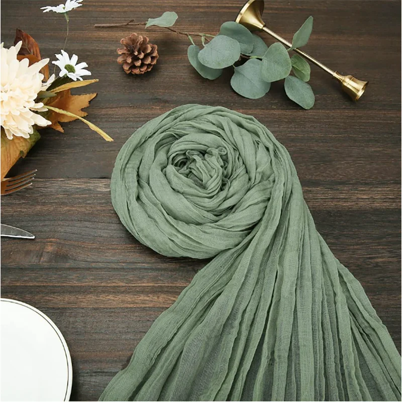 chemin table plissé vert olive décoratif mariage fête banquet table banquet élégant
