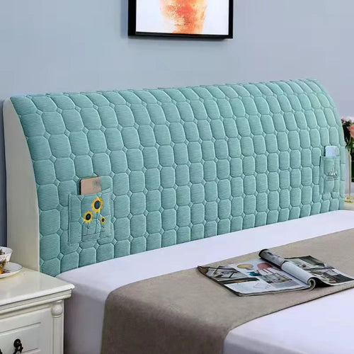 protège tête lit vert clair gris bleu texture géométrique moderne adhésif 120cm 150cm 180cm