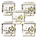 serviettes papier blanc doré anniversaire chiffres étoiles ballons textes festives 18 20 30 40