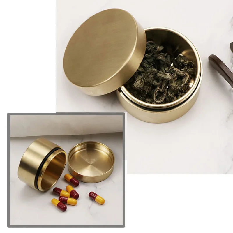 boîte thé dorée moderne boîte thé scellée étanche rangement capsules thé noir