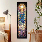 tapisserie murale décoration chambre rectangle floral paysage nocturne soleil étoiles bleu nuit violet rose