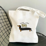 sac main toile chien imprimé moderne blanc poches détachables doux