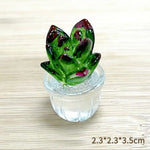 miniature cactus résine verte jaune rouge artisanale transparente décoration extérieure succulente