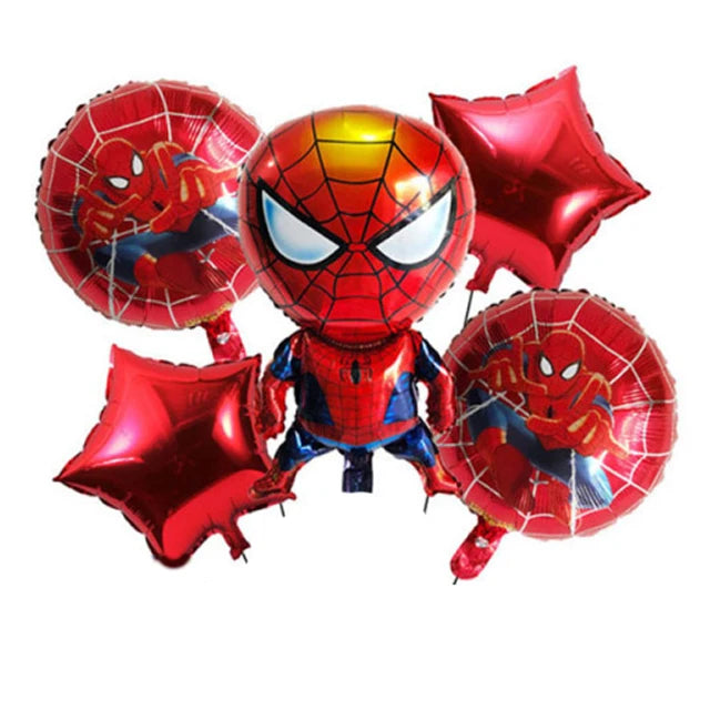 ensemble décoration anniversaire spider man vaisselle jetable nappe assiettes gobelets banderole ballons rouges