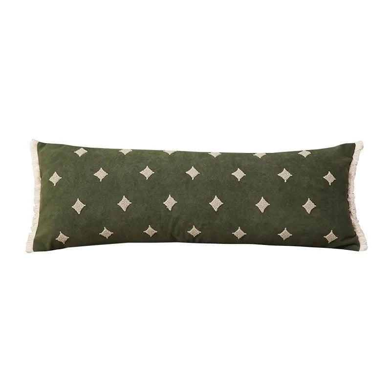 taies d'oreiller modernes beige brodées points blancs coton polyester 45x45cm