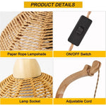 lampe murale suspendue tressée abatjour bois bohème rustique scandinave éclairage quotidien beige clair marronclair
