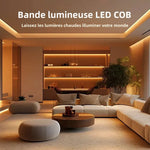bande lumineuse led cob blanc chaud 2700k 576 diodes dimmable haute luminosité moderne adhésif