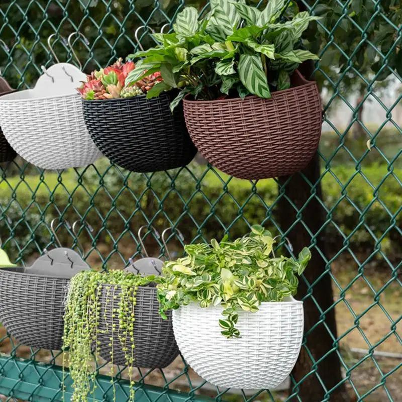 paniers suspendus imitation tressage pots fleurs muraux succulentes herbes aromatiques plantes decoratives rustique moderne