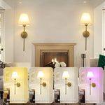 applique murale moderne or noir beige toile lin lampe abat jour