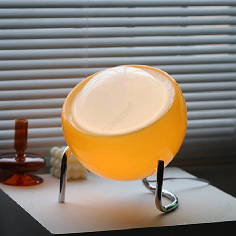 lampe table led orange verre moderne décoration intérieure chambre salon