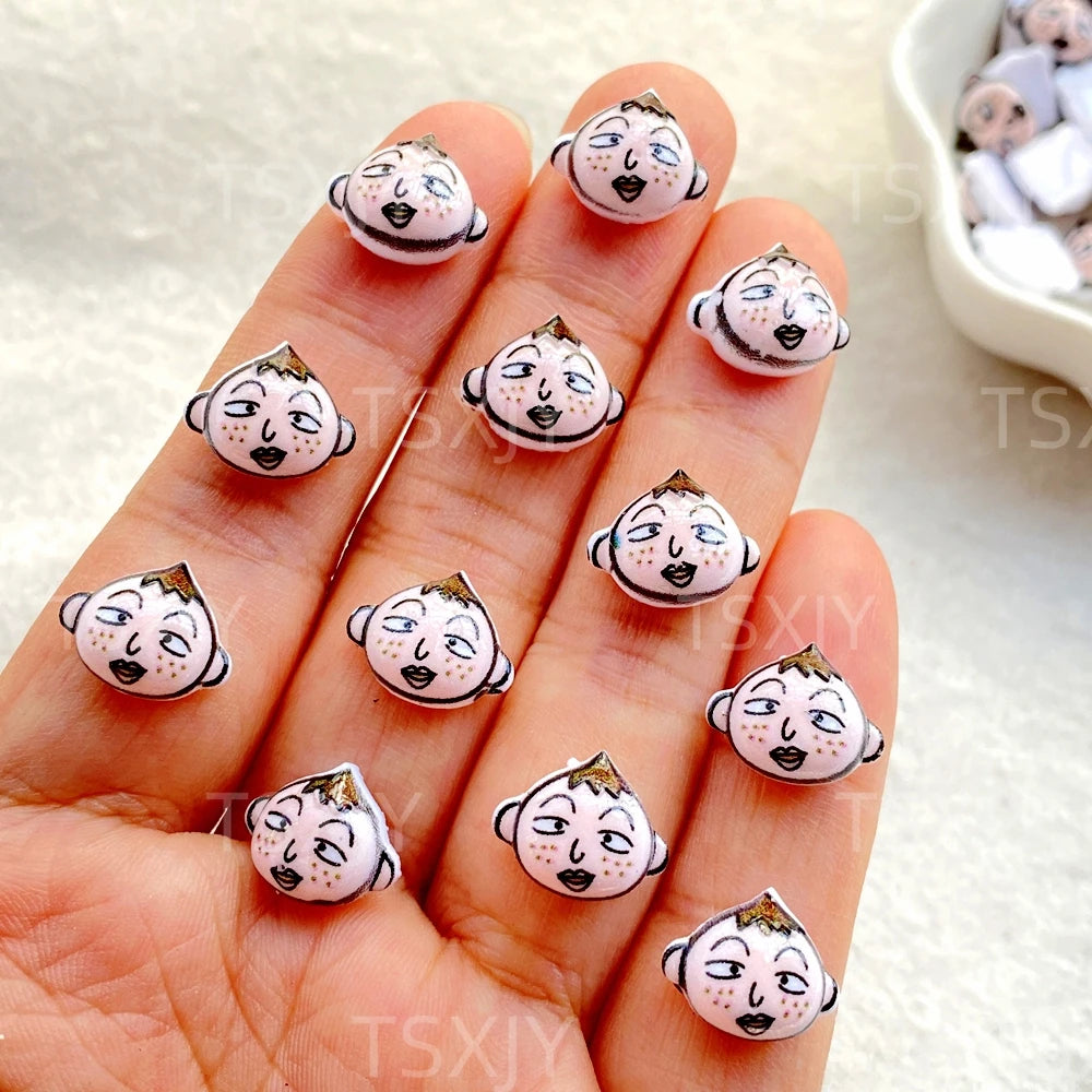 autocollants ongles dessins animés visages expressions cartoon blanc noir rose gris doré adhésif nail